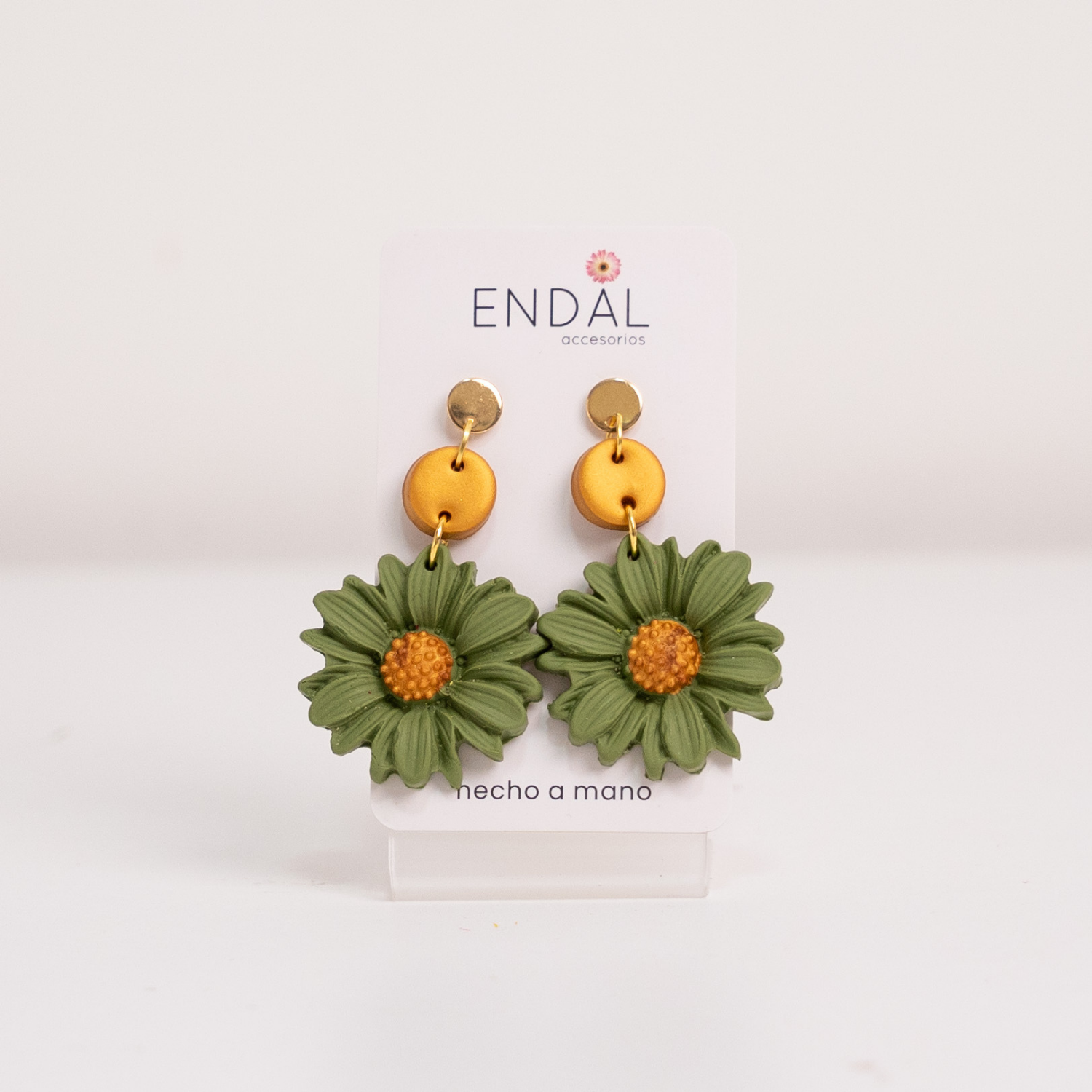 Aretes Girasol verde