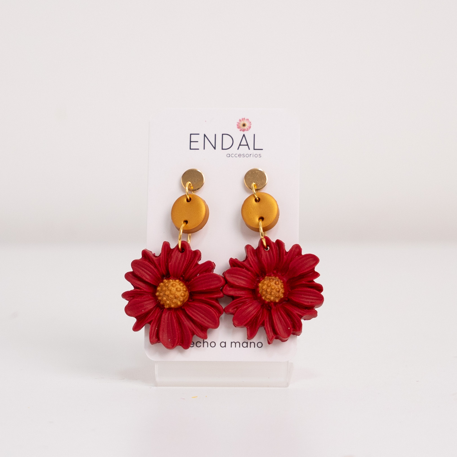 Aretes Girasol Rojo