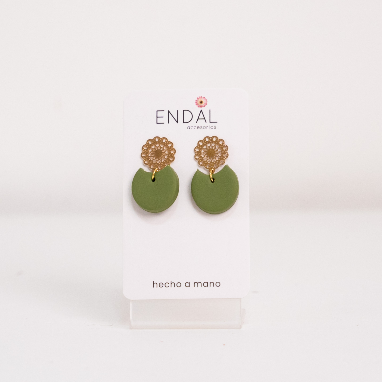 Aretes Luna verde olivo