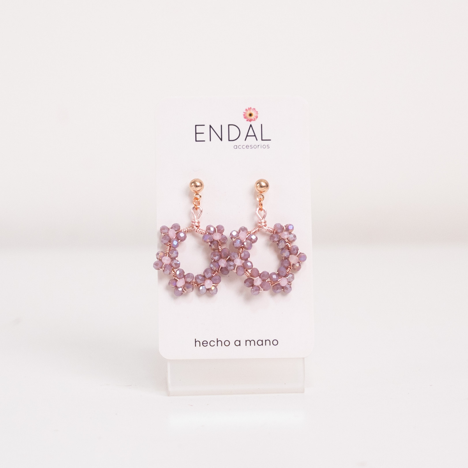 Aretes Nina Lila con oro rosa