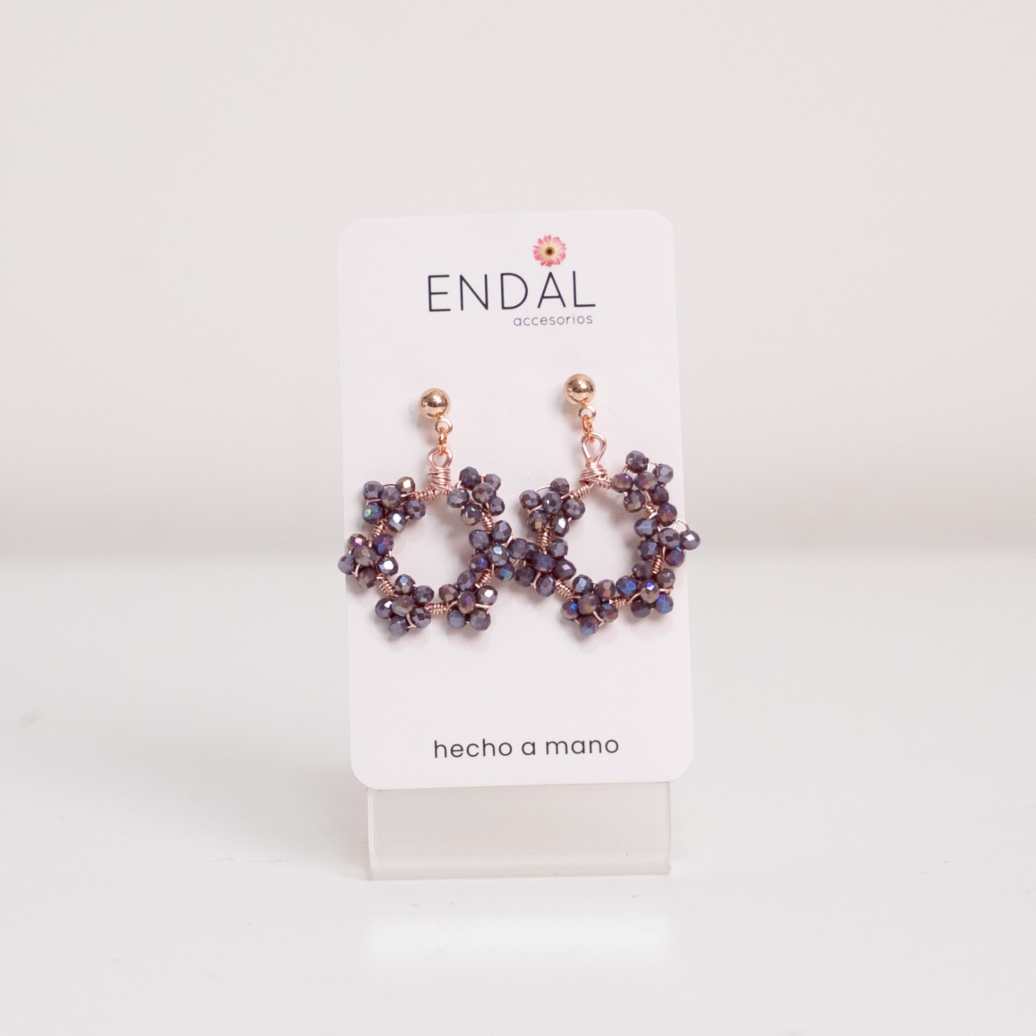Aretes Nina Morado con oro rosa